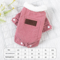 HKM-9093821 Warm Lambswool Vest for Dogs and Cats - Fleece Lined Pet Clothing in Gray and Pink, Sizes XS to XXL