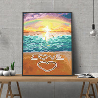 HKM-909395 Pastel Diamond Landscape Wall Art - Handmade Modern Decoration for Home and Commercial Spaces, 30x30cm Square or 30x40cm Rectangular