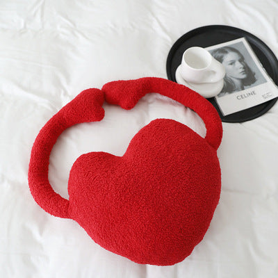 HKM-909523 Red Xi Character Wedding Pillow - Plush Love Design for Living Room, 52 x 43 cm