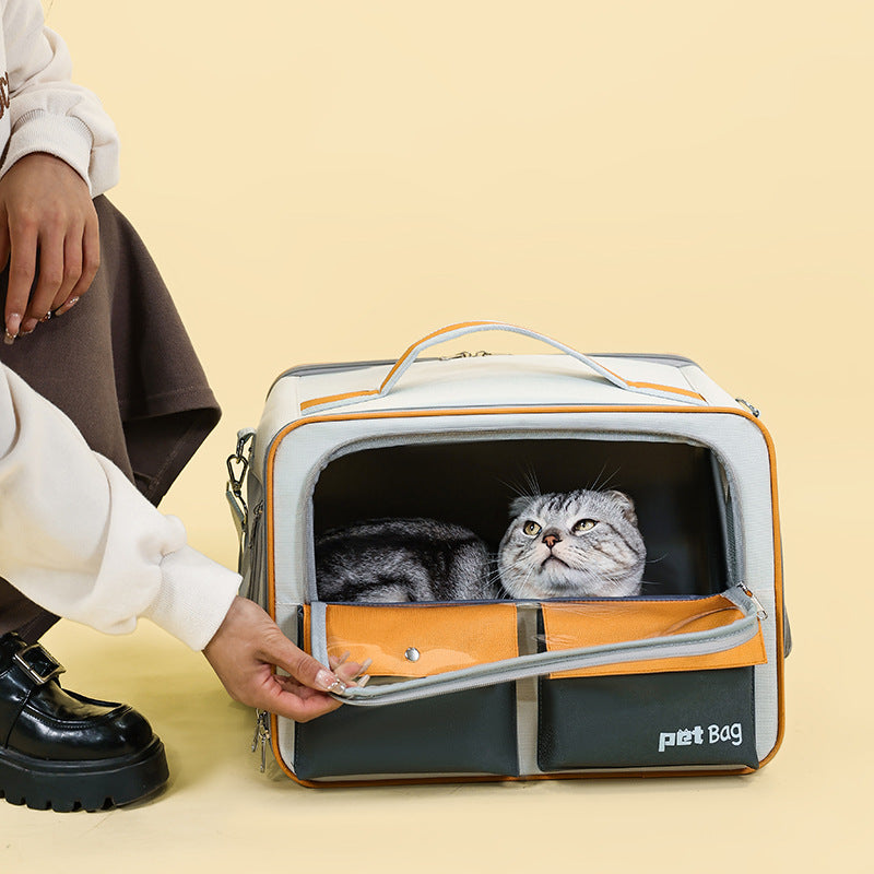 HKM-9095485 Large Capacity Portable Outdoor Cat Backpack - Breathable and Foldable, Medium Soft Nylon
