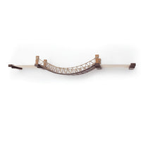 HKM-9097405 Cat Suspension Bridge Rope Ladder - Solid Wood Cat Climbing Frame with Soft Hemp Rope for Wall Mounting