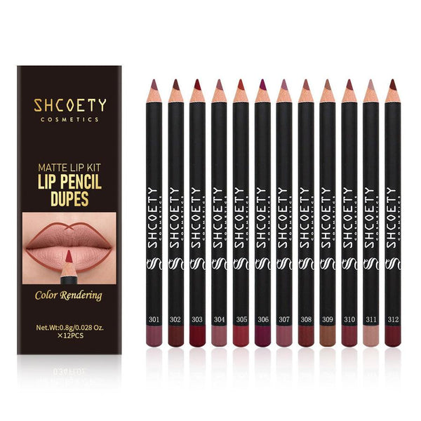 HKM-909779 12-Piece Matte Lipstick and Lip Liner Set for Versatile Color Application