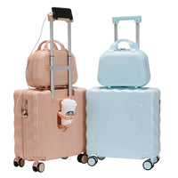 HKM-909779 Unisex 18-Inch ABS Trolley Luggage Suitcase with Spinner Caster for Kids and Summer Travel