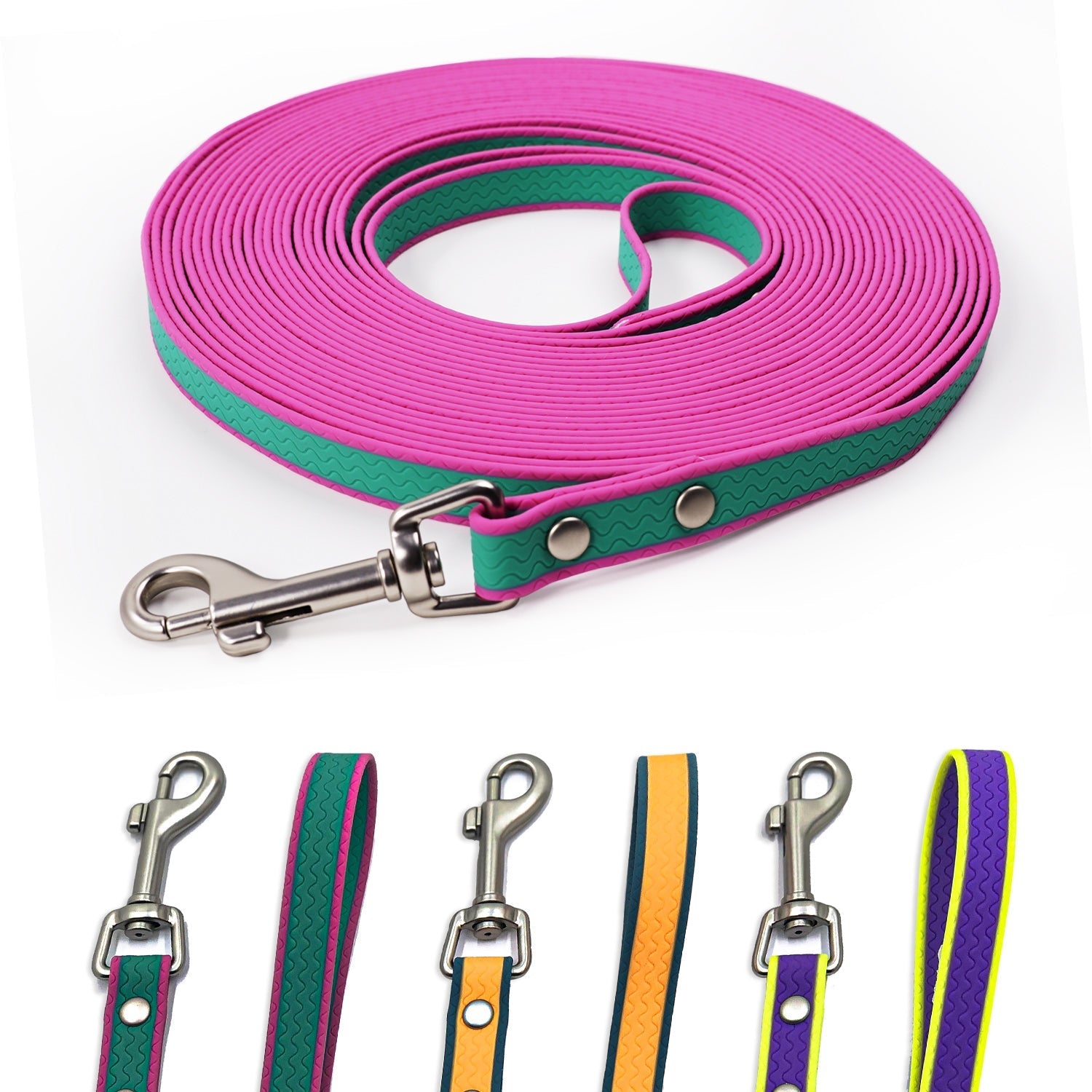 HKM-9098813 PVC Coated Two-Color Waterproof Dog Training Rope - 10FT, 20FT, 30FT Options