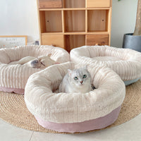 HKM-9099069 Soft and Thickened Warm Dog Kennel in Pink, Blue, Orange, and Gray