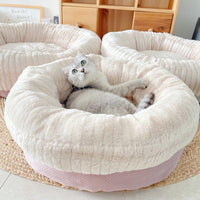 HKM-9099069 Soft and Thickened Warm Dog Kennel in Pink, Blue, Orange, and Gray