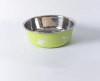 HKM-9099197 Morandi Blue Stainless Steel Rice Bowl for Dogs - Pet Tableware in Various Sizes