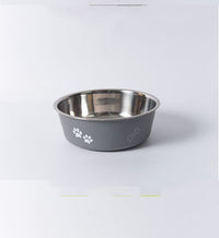 HKM-9099197 Morandi Blue Stainless Steel Rice Bowl for Dogs - Pet Tableware in Various Sizes
