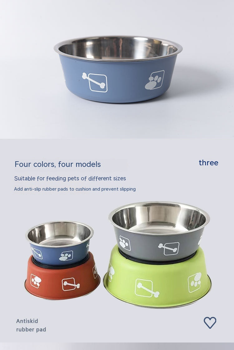 HKM-9099197 Morandi Blue Stainless Steel Rice Bowl for Dogs - Pet Tableware in Various Sizes
