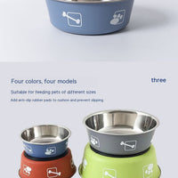 HKM-9099197 Morandi Blue Stainless Steel Rice Bowl for Dogs - Pet Tableware in Various Sizes