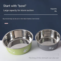 HKM-9099197 Morandi Blue Stainless Steel Rice Bowl for Dogs - Pet Tableware in Various Sizes