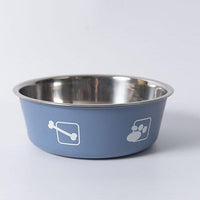 HKM-9099197 Morandi Blue Stainless Steel Rice Bowl for Dogs - Pet Tableware in Various Sizes