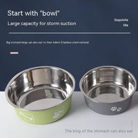 HKM-9099197 Morandi Blue Stainless Steel Rice Bowl for Dogs - Pet Tableware in Various Sizes