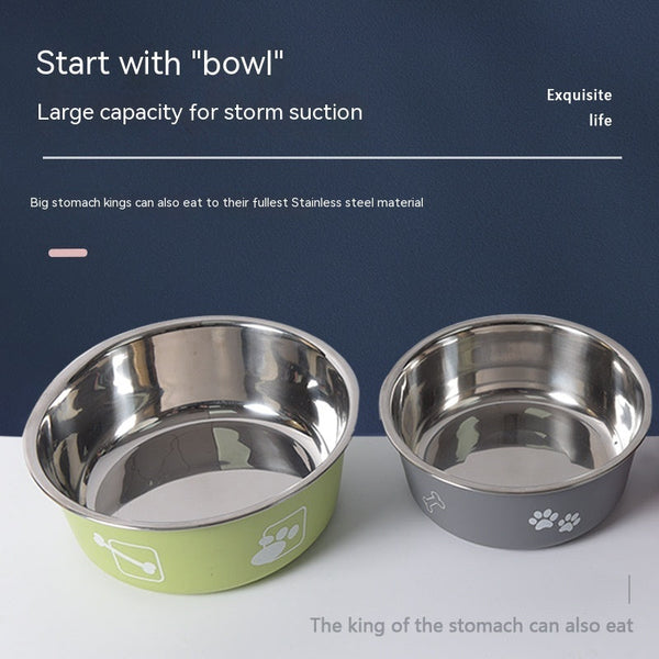 HKM-9099197 Morandi Blue Stainless Steel Rice Bowl for Dogs - Pet Tableware in Various Sizes