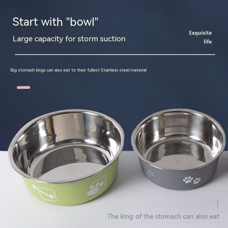 HKM-9099197 Morandi Blue Stainless Steel Rice Bowl for Dogs - Pet Tableware in Various Sizes