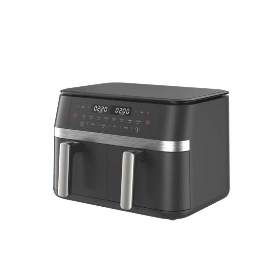 HKM-909971 Stainless Steel 11L Air Fryer with Dual-Core Technology and Twin Turbo Fans for Efficient Cooking
