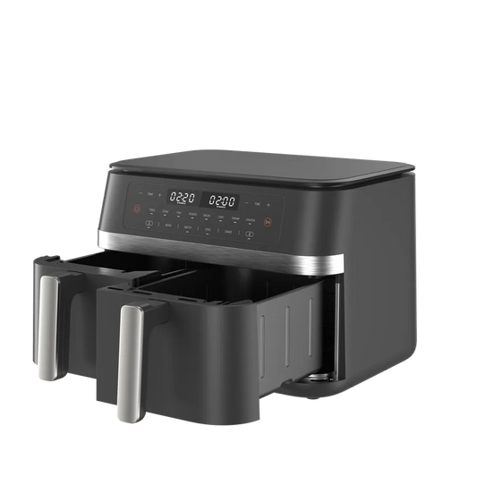 HKM-909971 Stainless Steel 11L Air Fryer with Dual-Core Technology and Twin Turbo Fans for Efficient Cooking