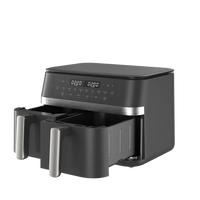 HKM-909971 Stainless Steel 11L Air Fryer with Dual-Core Technology and Twin Turbo Fans for Efficient Cooking