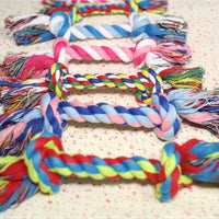 HKM-9099837 Durable Cotton Rope Dog Toy with Double Knot Design - 15cm Bone Shape