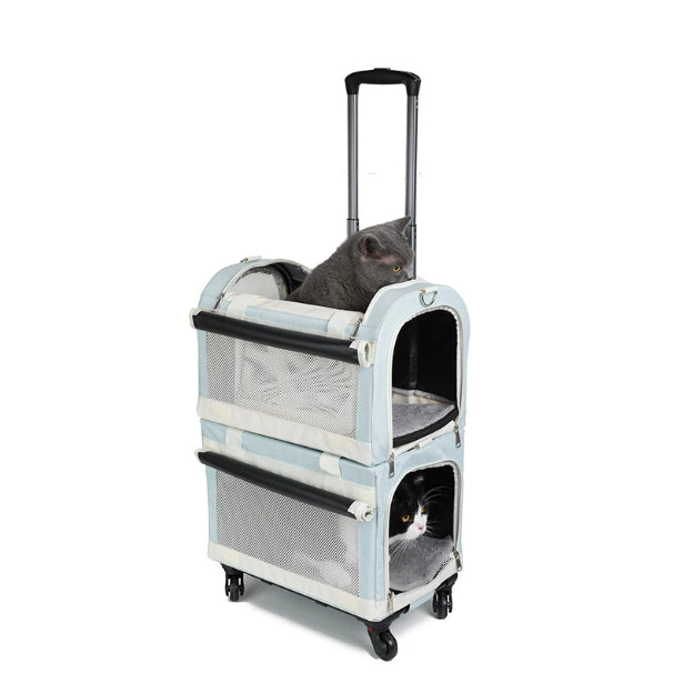 HKM-9101245 Multi-Pet Portable Outdoor Carrier Stroller for Cats and Dogs, Breathable Oxford Cloth Design