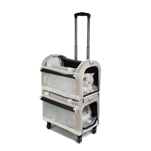 HKM-9101245 Multi-Pet Portable Outdoor Carrier Stroller for Cats and Dogs, Breathable Oxford Cloth Design