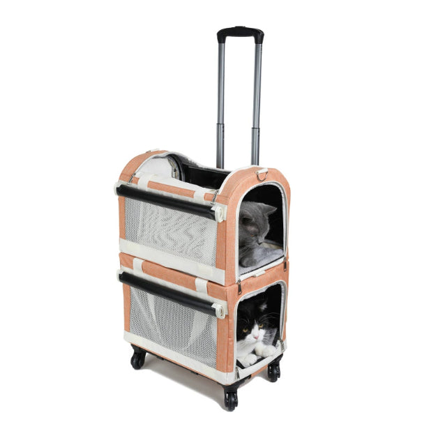 HKM-9101245 Multi-Pet Portable Outdoor Carrier Stroller for Cats and Dogs, Breathable Oxford Cloth Design