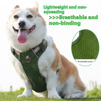HKM-9101629 Reflective Retro Leather Pet Harness - Explosion-Proof Design in Brown, Green, and Red