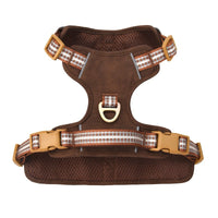 HKM-9101629 Reflective Retro Leather Pet Harness - Explosion-Proof Design in Brown, Green, and Red