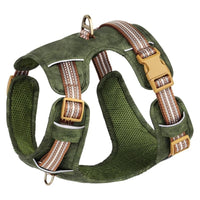 HKM-9101629 Reflective Retro Leather Pet Harness - Explosion-Proof Design in Brown, Green, and Red