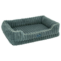 HKM-9103037 Large Square Striped Rabbit Fur Dog Bed with Removable Angora Cover in Multiple Colors