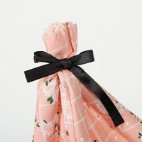 HKM-9103805 Portable Folding Doghouse in Grey, Dark Apricot, and Light Pink - Flower Cloth, 34x34x40cm