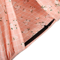 HKM-9103805 Portable Folding Doghouse in Grey, Dark Apricot, and Light Pink - Flower Cloth, 34x34x40cm
