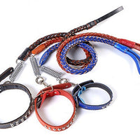 HKM-9104573 Leather Traction Rope Chain Collar with Adjustable Size and Explosion-proof Design