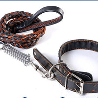 HKM-9104573 Leather Traction Rope Chain Collar with Adjustable Size and Explosion-proof Design