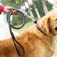 HKM-9104573 Leather Traction Rope Chain Collar with Adjustable Size and Explosion-proof Design