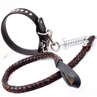 HKM-9104573 Leather Traction Rope Chain Collar with Adjustable Size and Explosion-proof Design