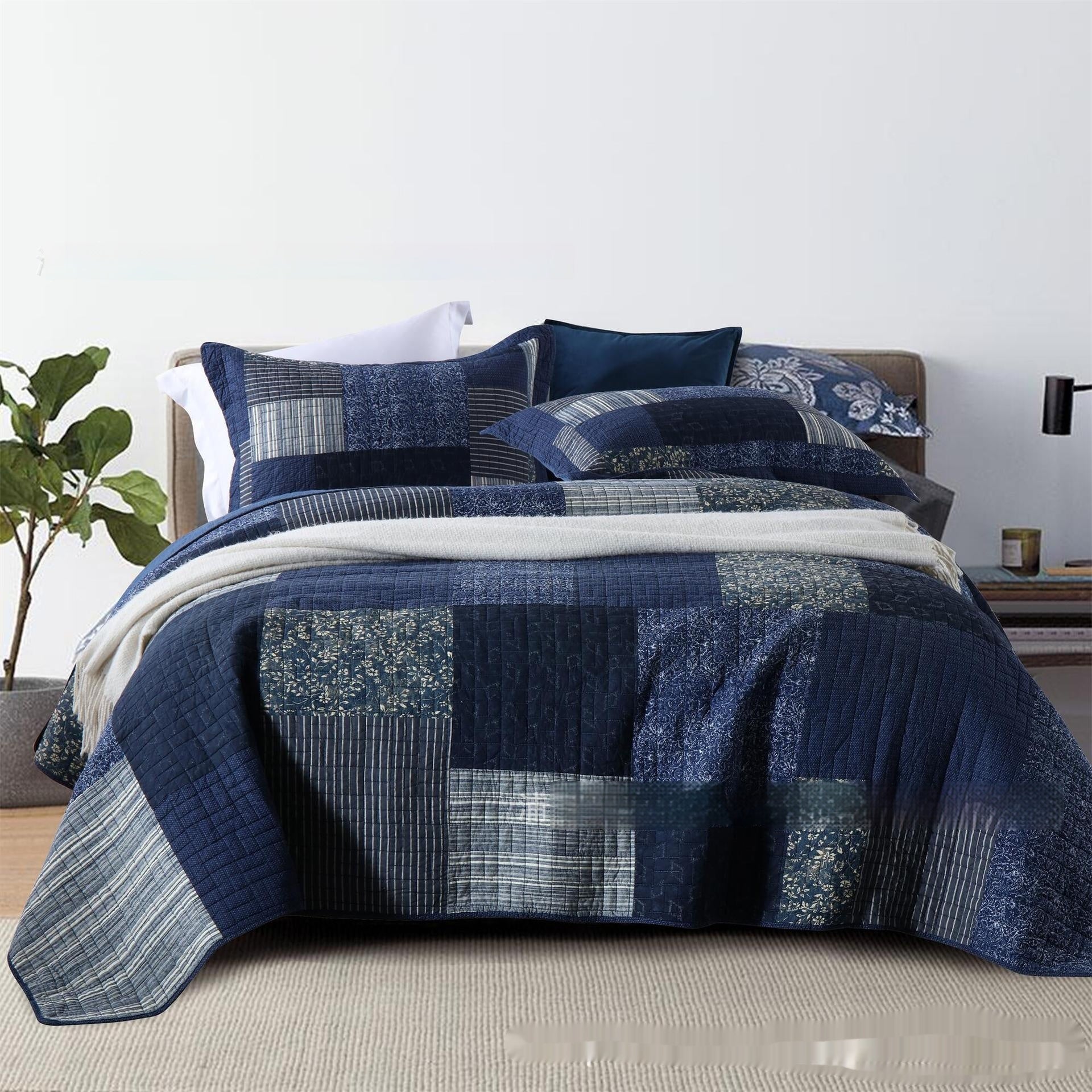 HKM-910547 American Floral Pure Cotton Bed Sheet Set - Three-Piece, 230x250cm & 250x270cm Options