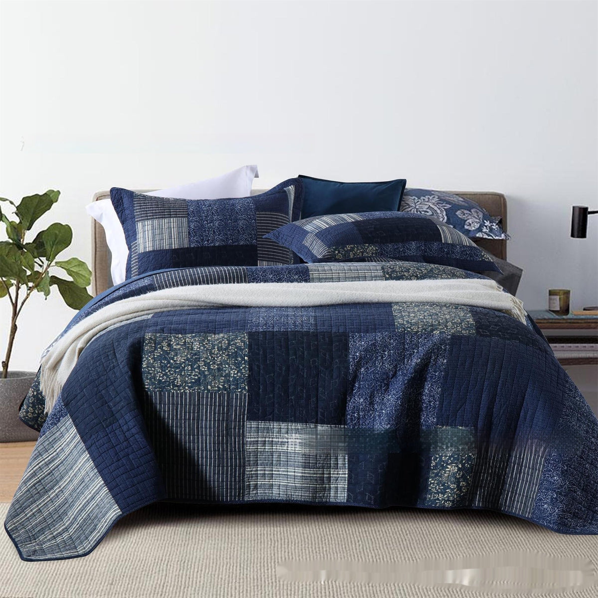 HKM-910547 American Floral Pure Cotton Bed Sheet Set - Three-Piece, 230x250cm & 250x270cm Options