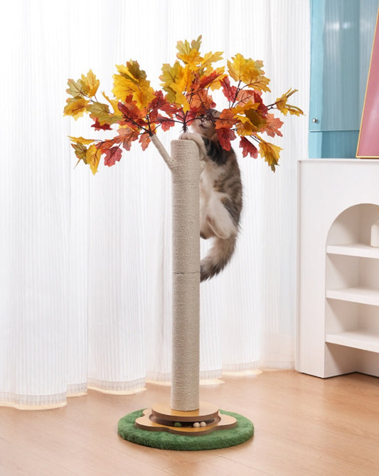 HKM-9105597 Maple Leaf Cat Tree with Sisal for Scratching and Climbing