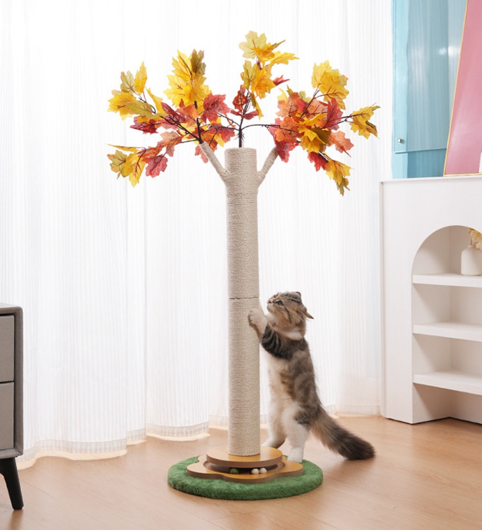 HKM-9105597 Maple Leaf Cat Tree with Sisal for Scratching and Climbing