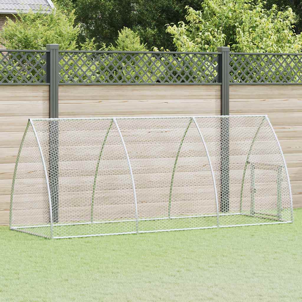 HKM-9106365 Spacious Silver Galvanized Steel Chicken Coop - Ideal for Hens, Ducks, and Small Animals