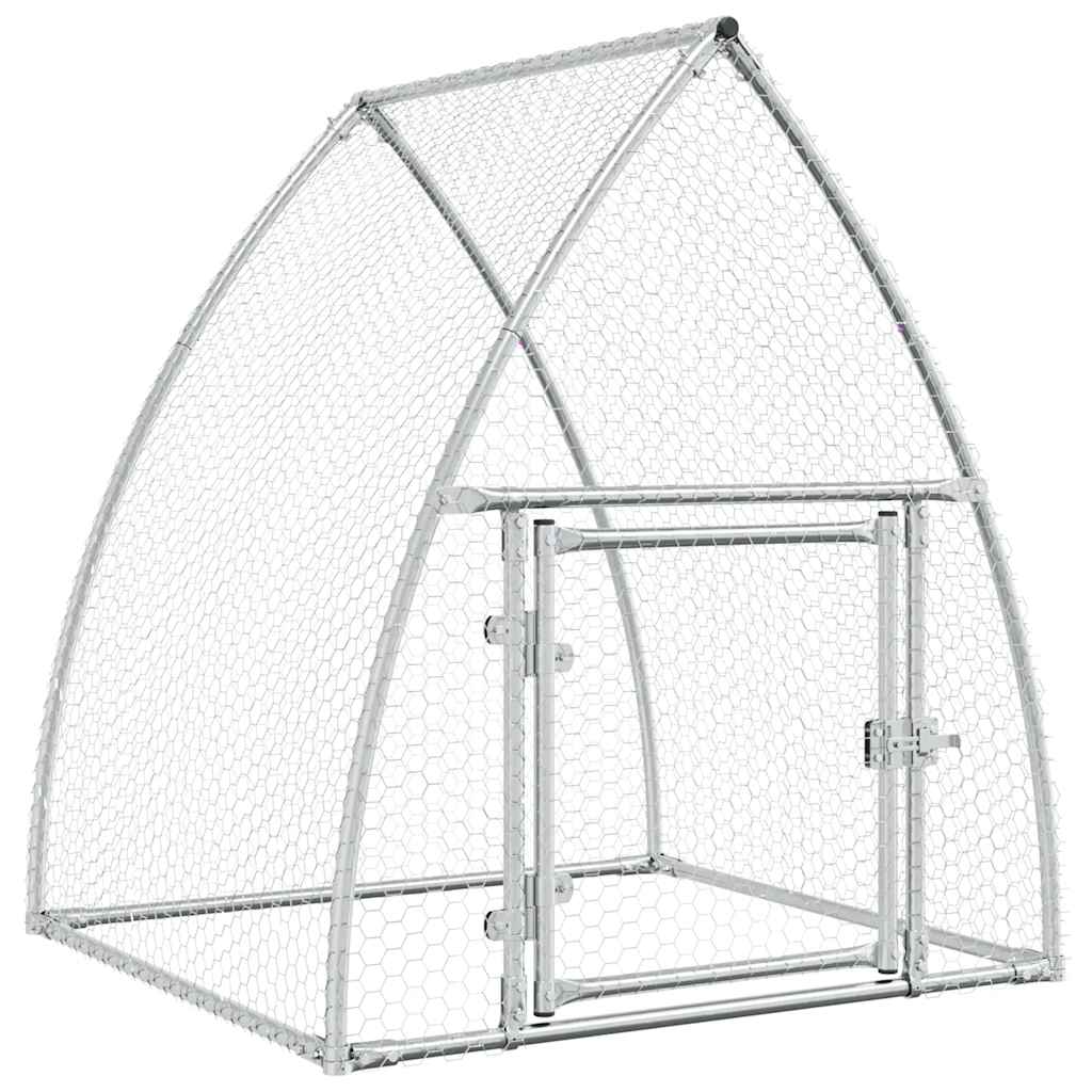 HKM-9106365 Spacious Silver Galvanized Steel Chicken Coop - Ideal for Hens, Ducks, and Small Animals