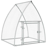 HKM-9106365 Spacious Silver Galvanized Steel Chicken Coop - Ideal for Hens, Ducks, and Small Animals