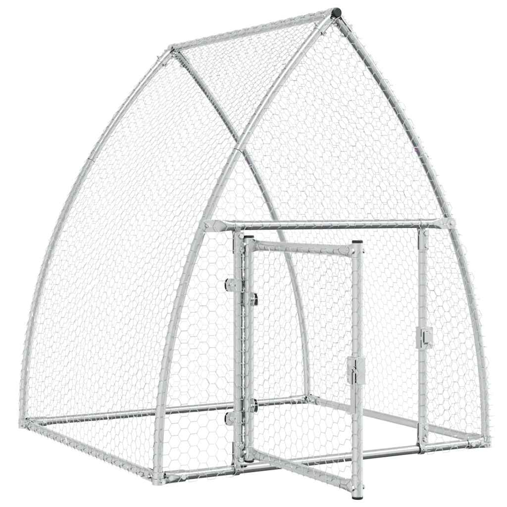HKM-9106365 Spacious Silver Galvanized Steel Chicken Coop - Ideal for Hens, Ducks, and Small Animals