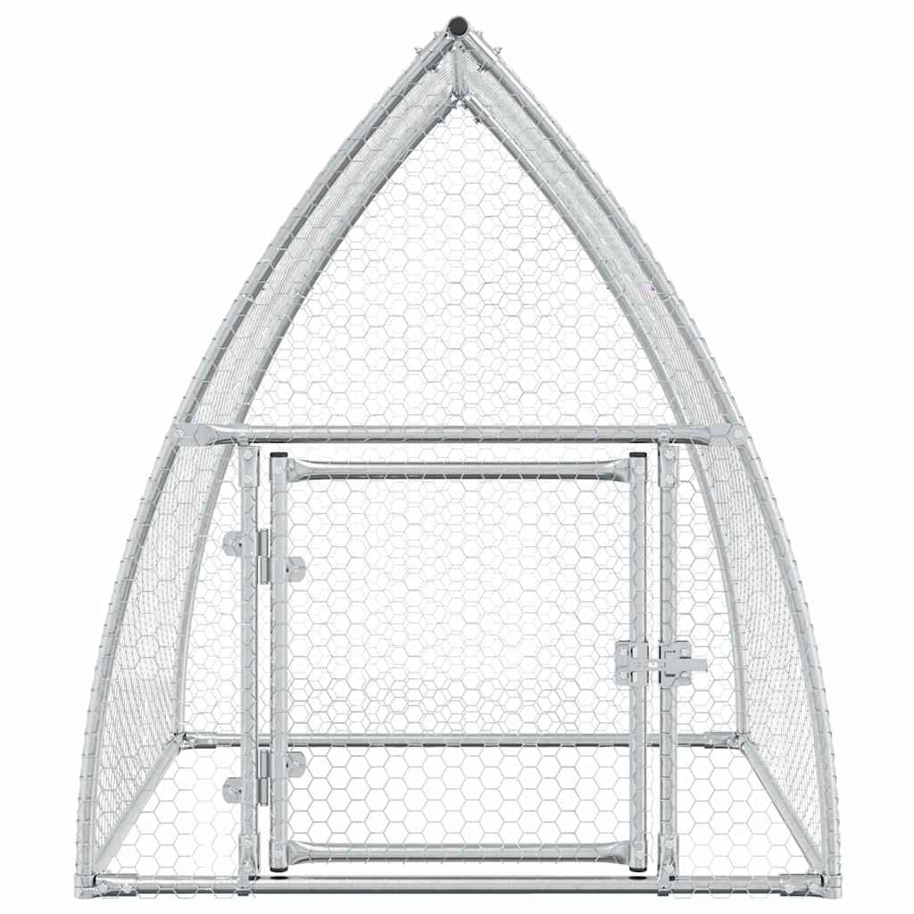 HKM-9106365 Spacious Silver Galvanized Steel Chicken Coop - Ideal for Hens, Ducks, and Small Animals
