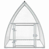 HKM-9106365 Spacious Silver Galvanized Steel Chicken Coop - Ideal for Hens, Ducks, and Small Animals