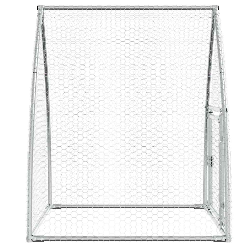 HKM-9106365 Spacious Silver Galvanized Steel Chicken Coop - Ideal for Hens, Ducks, and Small Animals