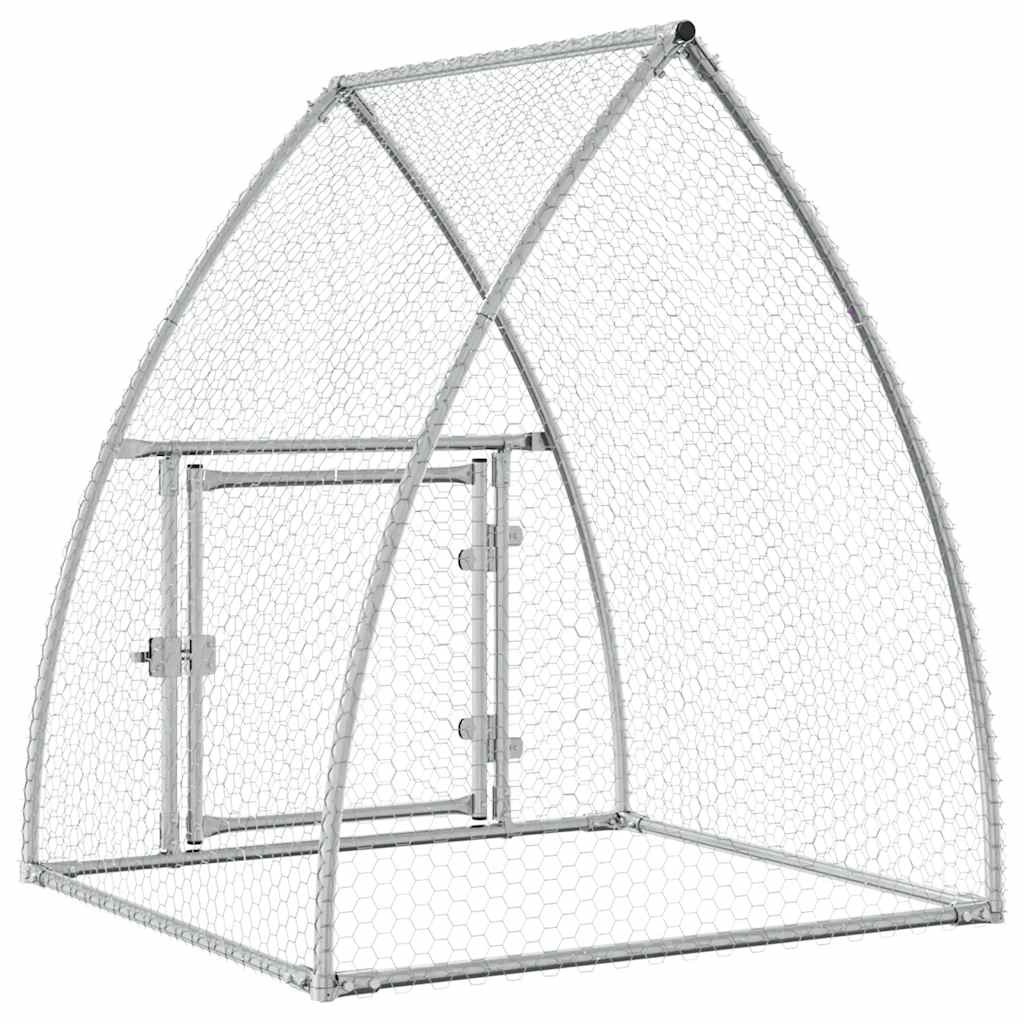 HKM-9106365 Spacious Silver Galvanized Steel Chicken Coop - Ideal for Hens, Ducks, and Small Animals