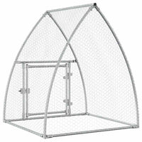 HKM-9106365 Spacious Silver Galvanized Steel Chicken Coop - Ideal for Hens, Ducks, and Small Animals