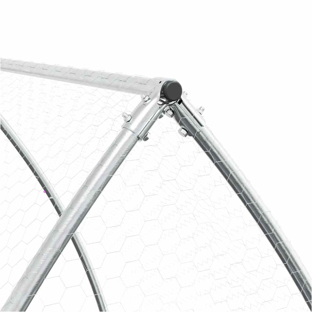HKM-9106365 Spacious Silver Galvanized Steel Chicken Coop - Ideal for Hens, Ducks, and Small Animals